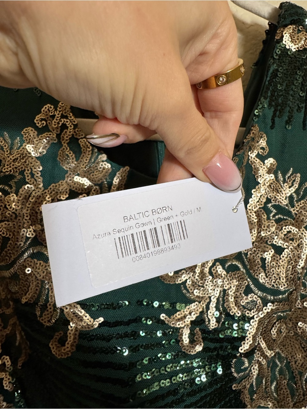 Baltic Born Azura Green Gold Sequin Formal Evening Wedding Guest Gown Dress - Picture 4 of 6